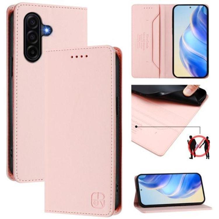 Svetlo roza preklopna torbica za pametni telefon Xiaomi 17T z videzom usnja, magnetnim zapiranjem in funkcijo stojala nudi elegantno zaščito ter udobno uporabo vsak dan.