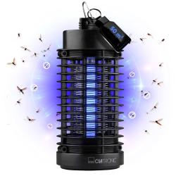Clatronic UV naprava za uničevanje insektov z označenim dosegom do 50 m² in prikazom delovanja proti komarjem