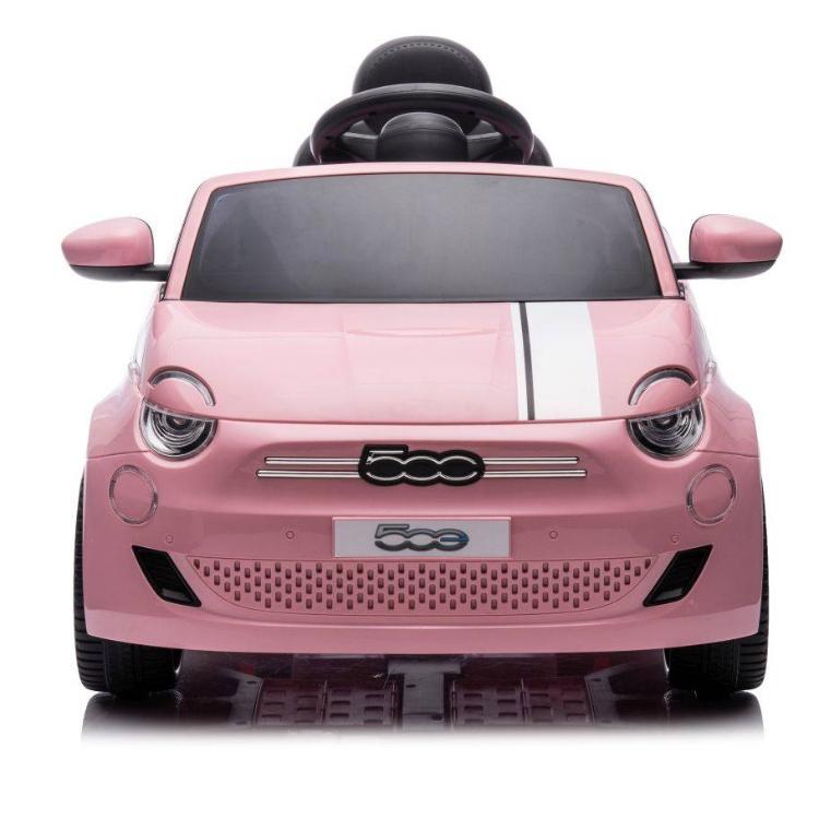 Otroški električni avto Fiat 500 roza barve, pogled od spredaj