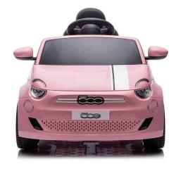 Otroški električni avto Fiat 500 roza barve, pogled od spredaj