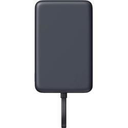 Prenosna baterija Xiaomi 33W 10000, črna, sprednji pogled z vgrajenim kablom in kompaktno zasnovo.