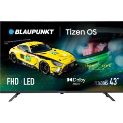Blaupunkt 43" Full HD LED Tizen OS televizor, sprednji pogled z oznakami FHD, LED, Dolby Audio.
