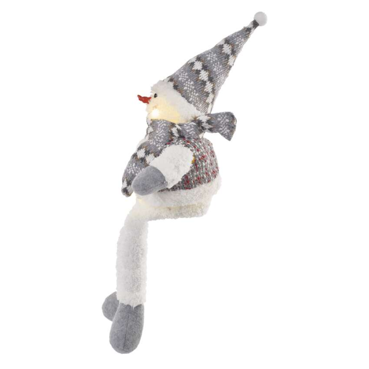 Božični snežak sedeč Emos, LED 6, 31 cm, 3× AA, notranja, topla bela