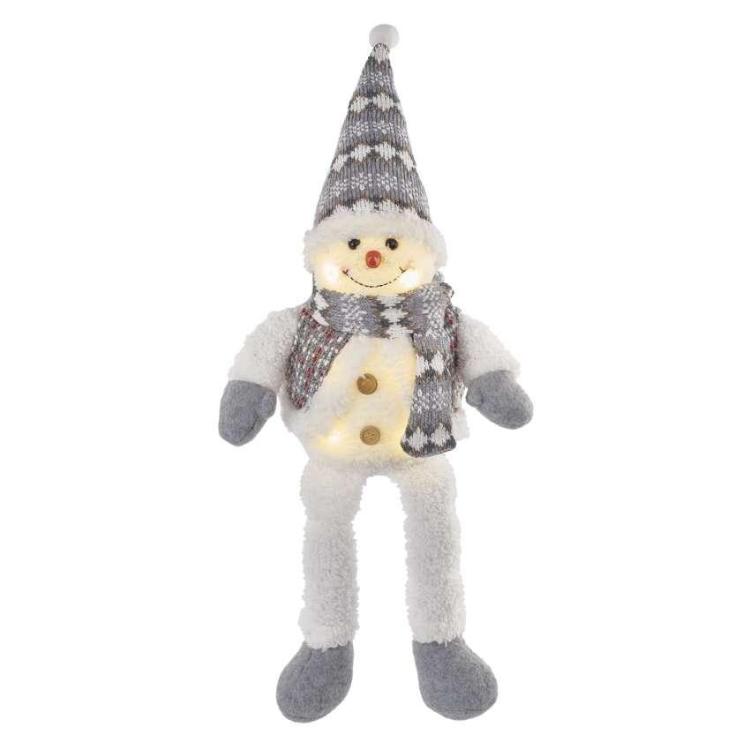 Božični snežak sedeč Emos, LED 6, 31 cm, 3× AA, notranja, topla bela