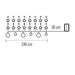 Božična girlanda Emos LED, srebrne krogle z zvezdami, 1,9 m, notranja, topla