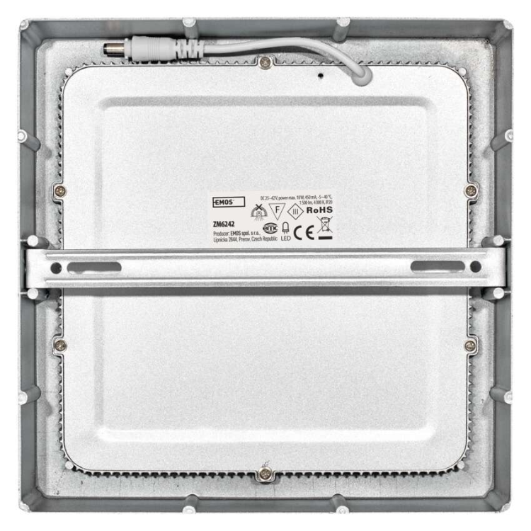 Nadometni LED panel Emos, kvadratni, srebrn, 18W, nevtralno bela
