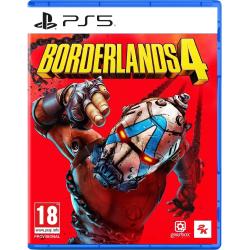 Copilot said: Borderlands 4 za PS5, uradna naslovnica igre z maskiranim likom Psycho na rdečem ozadju, PEGI 18.