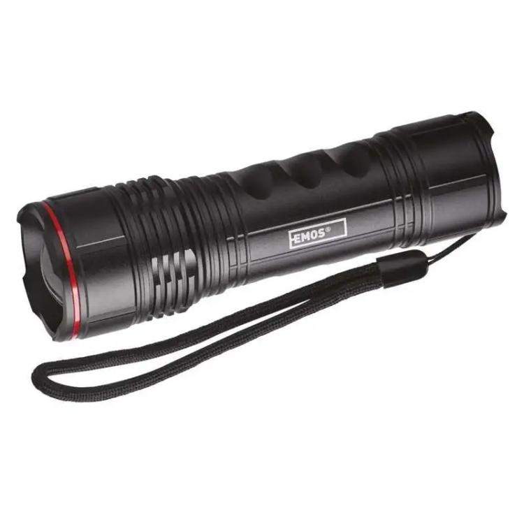 Ročna LED svetilka Emos 500 lm, 4× AAA, fokus, kovinska