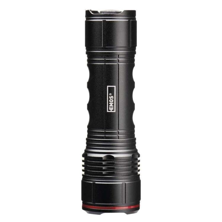 Ročna LED svetilka Emos 500 lm, 4× AAA, fokus, kovinska
