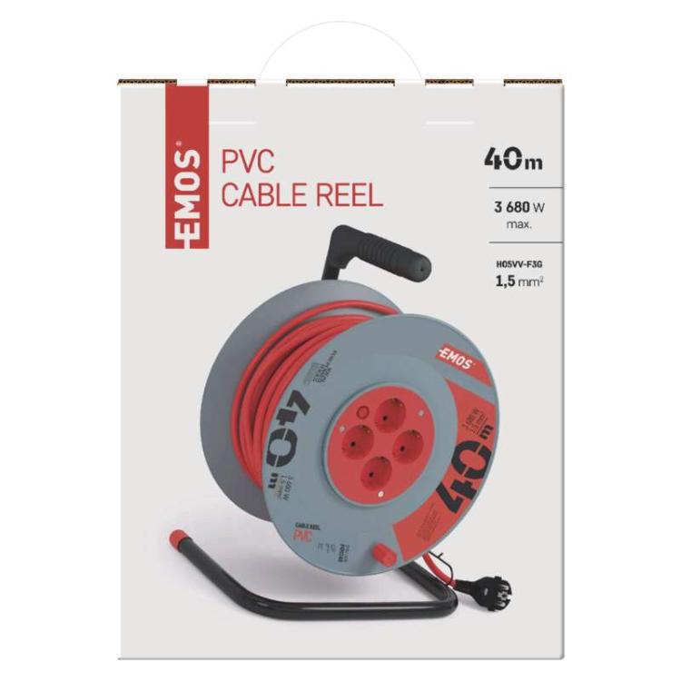 Kolutni podaljšek Emos 40 m / 4 vtičnice / oranžni / PVC / 230 V / 1,5 mm2_2