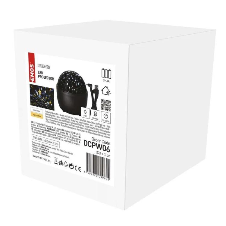 LED dekorativni projektor Emos zvezde, 3× AA, notranji