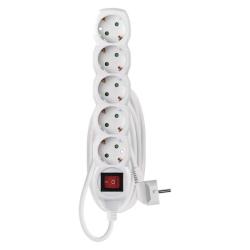 Podaljšek Emos 3 m / 5 vtičnic / s stikalom / beli / PVC / 1,5 mm2