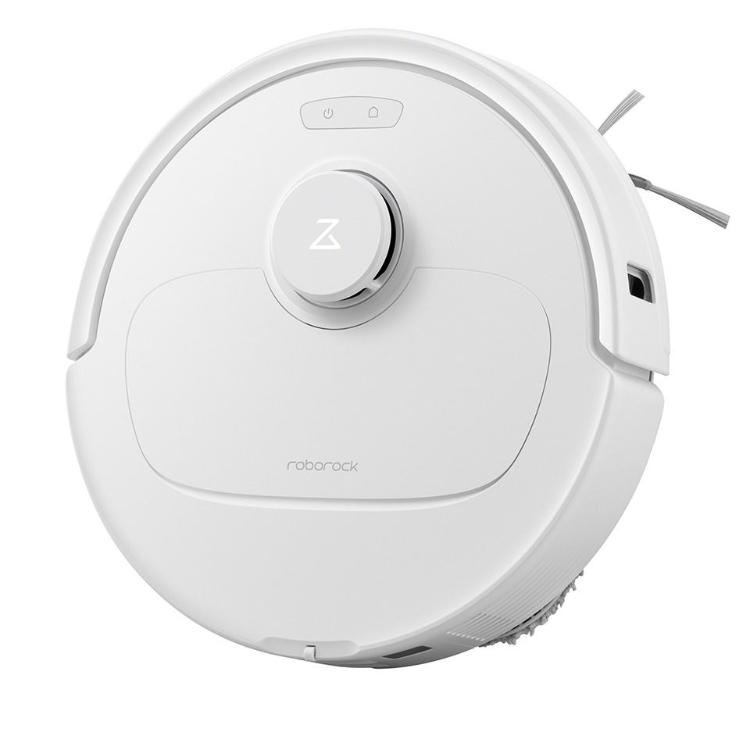Bel robotski sesalnik Roborock Qrevo S Pro z LiDAR navigacijo, prikazan od zgoraj z elegantnim minimalističnim dizajnom.