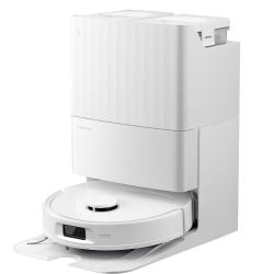 Roborock Qrevo S Pro v beli večnamenski postaji za samodejno praznjenje, pranje krp, sušenje in polnjenje.