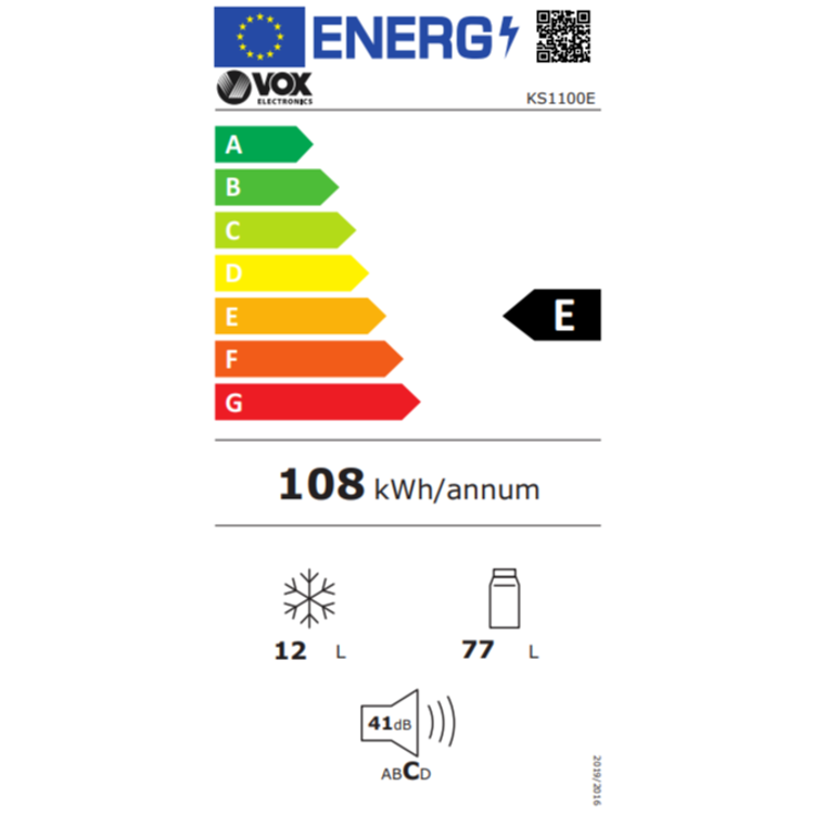 Podpultni hladilnik VOX KS 1100 E, E, H: 77 L, Z: 12 L, 82,1 cm, bel