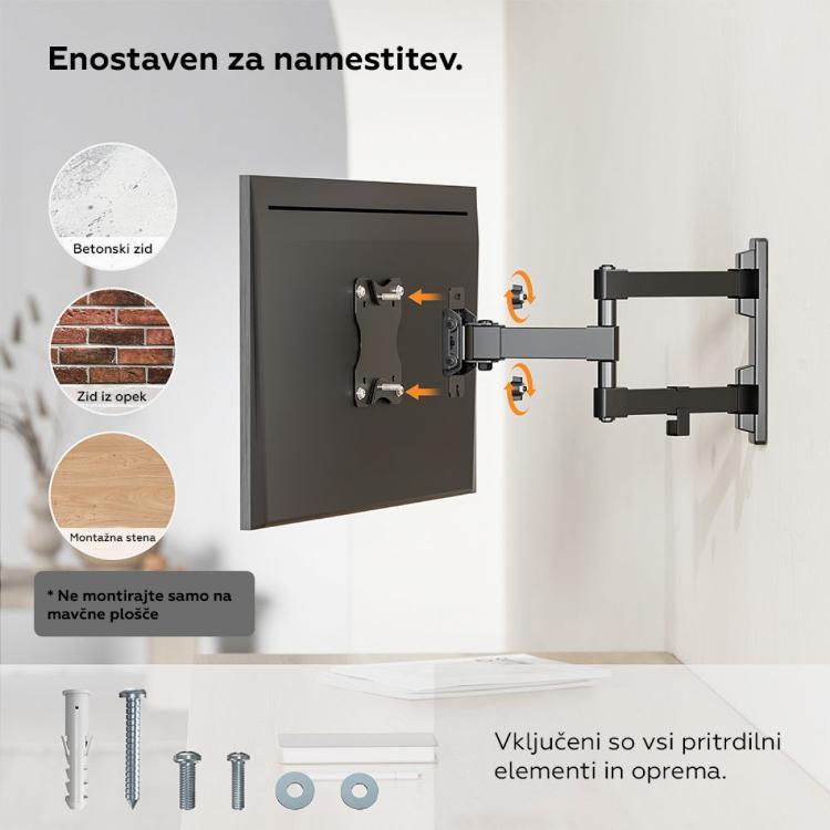 Pregibni nosilec za TV/monitor VonHaus 23-27'', do 35 kg