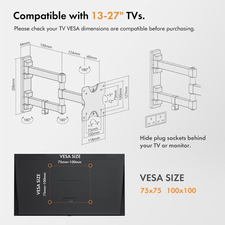 Pregibni nosilec za TV/monitor VonHaus 23-27'', do 35 kg