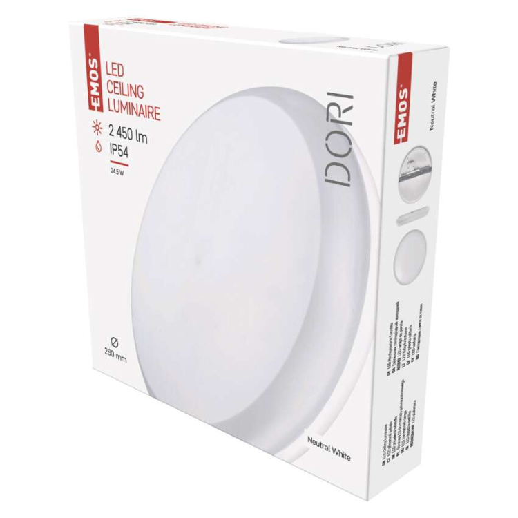 Nadometno LED svetilo Emos DORI, okroglo, 24,5W, IP54, nevtralno bela