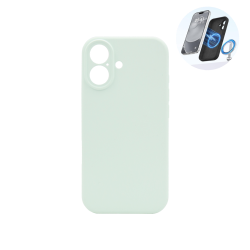 Mint silikonski ovitek N‑Soft Magnetic za iPhone 17 s podporo MagSafe, mehko površino in natančno izdelanimi izrezi za kamero.