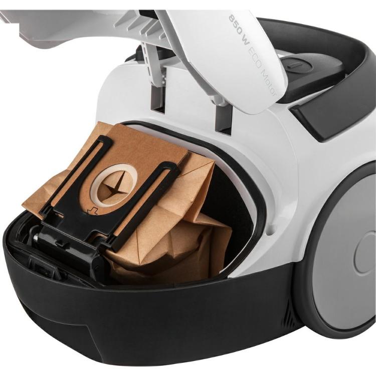 Odprt sesalnik Sencor z vstavljeno papirnato vrečko za prah