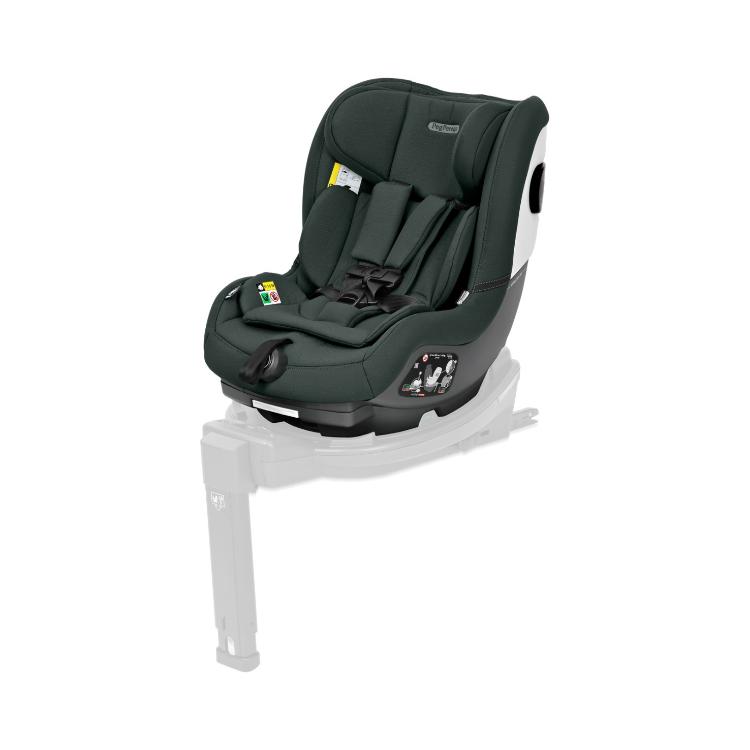 Avtosedež Peg Perego v temno zeleni barvi na ISOFIX bazi, sprednji pogled