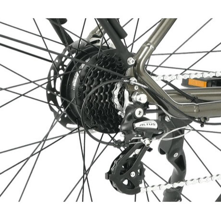 MS Energy e-kolo, detajl zadnjega pesta, kaseta in menjalnik Shimano Altus, disk zavora, napere.