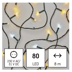 Božična veriga 80 LED, 8 m, zunanja in notranja, topla/hladna bela, časovnik_1
