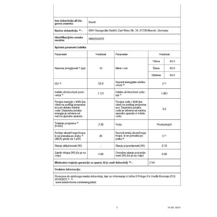 Pomivalni stroj Bosch SMS25AI07E, prostostoječi_5