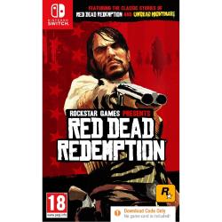 Copilot said: Red Dead Redemption za Nintendo Switch, uradna naslovnica z Johnom Marstonom, vključena zgodbi Red Dead Redemption in Undead Nightmare, PEGI 18.