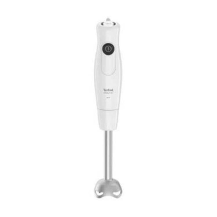 Tefal DAILYMIX 3v1 HB533138 – ročni palični mešalnik z nerjavno mešalno nogo in gumbom za vklop.