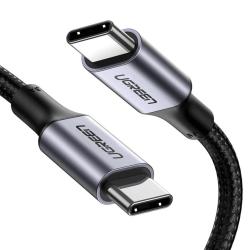 Pleten USB-C kabel z aluminijastimi priključki za večjo vzdržljivost in zanesljivo uporabo.
