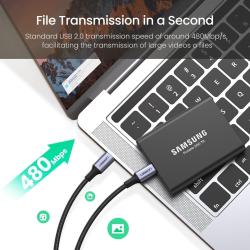 Kabel omogoča prenos podatkov s hitrostjo do 480 Mb/s za hitro sinhronizacijo datotek.