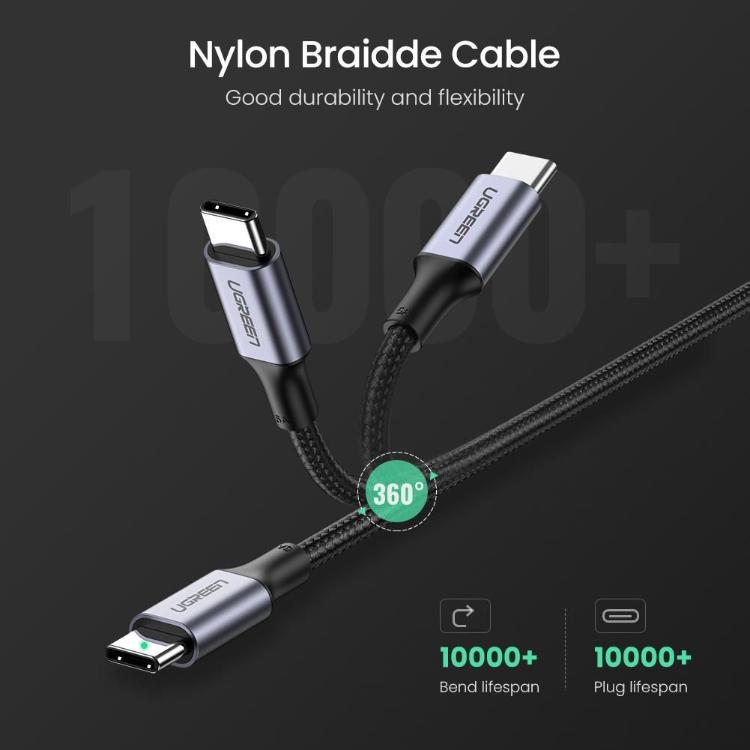 Pleten najlonski USB-C kabel zagotavlja visoko vzdržljivost in odpornost na več kot 10.000 pregibov.