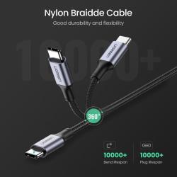 Pleten najlonski USB-C kabel zagotavlja visoko vzdržljivost in odpornost na več kot 10.000 pregibov.