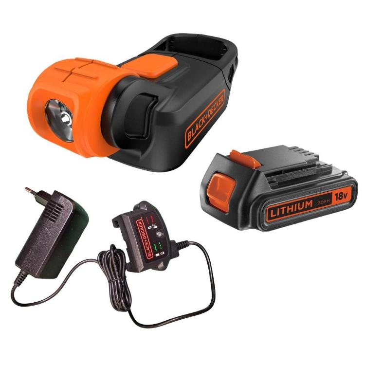 Black+Decker 18 V akumulatorska LED svetilka z baterijo 2.0 Ah in polnilcem v kompletu