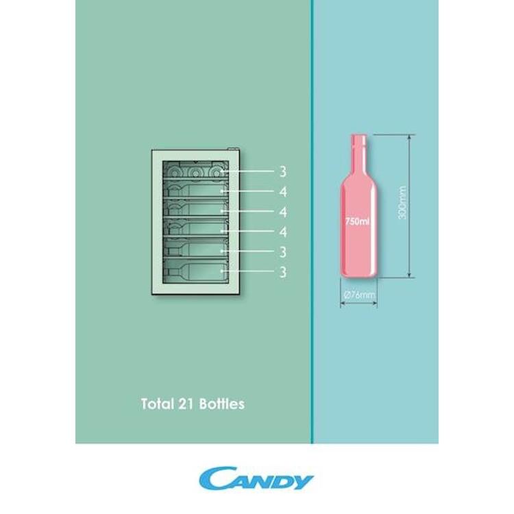 Vinska vitrina CANDY CWC 021 M/NF, 21 steklenic, 70 cm