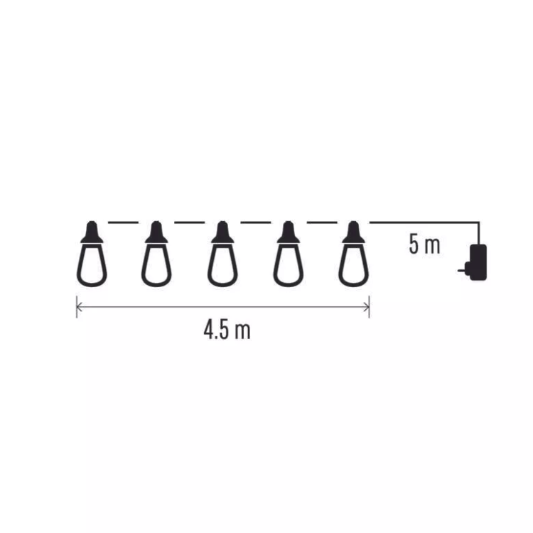 Svetlobna veriga 10 LED, 10× party lučke, 4,5 m, zunanja in notranja, vintage_3