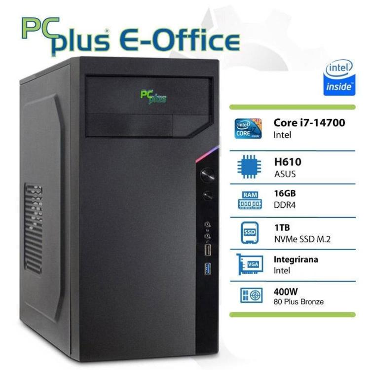 Namizni računalnik PCPLUS e-Office i7-14700 16GB 1TB NVMe SSD