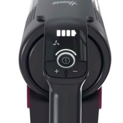 Upravljalni del sesalnika Hoover z LED prikazom napolnjenosti baterije in nastavljivo močjo sesanja.