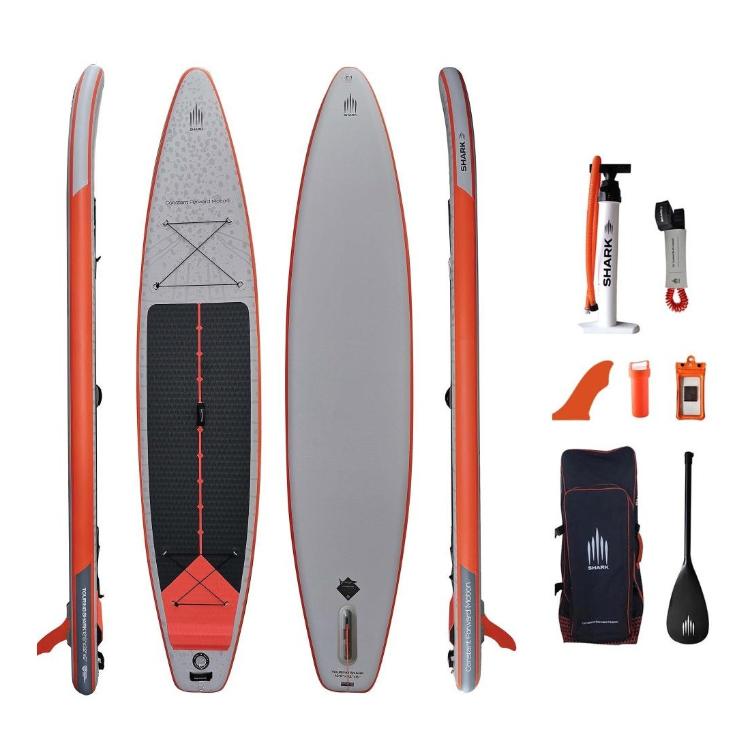 Napihljiva SUP deska Shark Touring, 12.6 x 32 x 6, komplet z delno karbonskim veslom