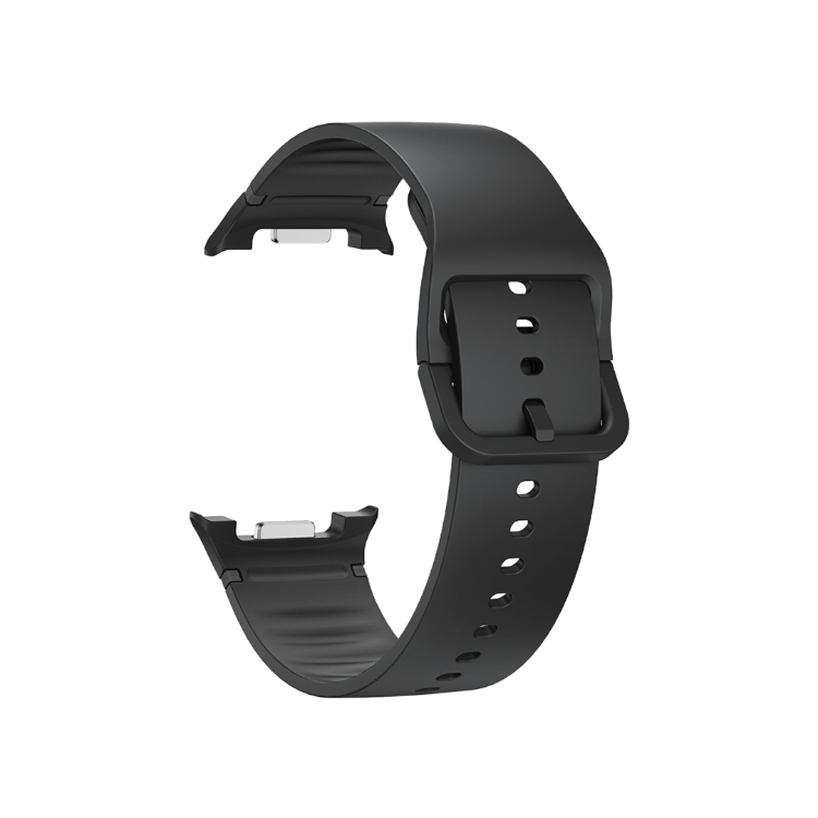  Črn silikonski pašček Samsung za Galaxy Watch, mehak material, klasična zaponka in več nastavitvenih lukenj.