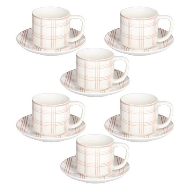 Set skodelic s podstavkom, porcelan, 220 ml, 6 kos