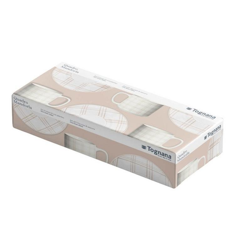 Set skodelic s podstavkom, porcelan, 220 ml, 6 kos