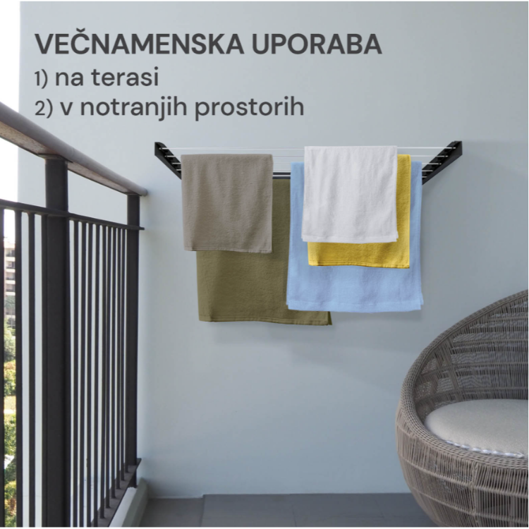 Stensko stojalo za perilo HouseCare, črno