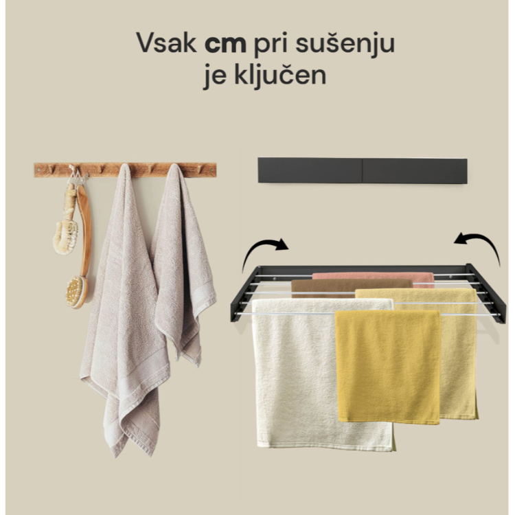 Stensko stojalo za perilo HouseCare, črno
