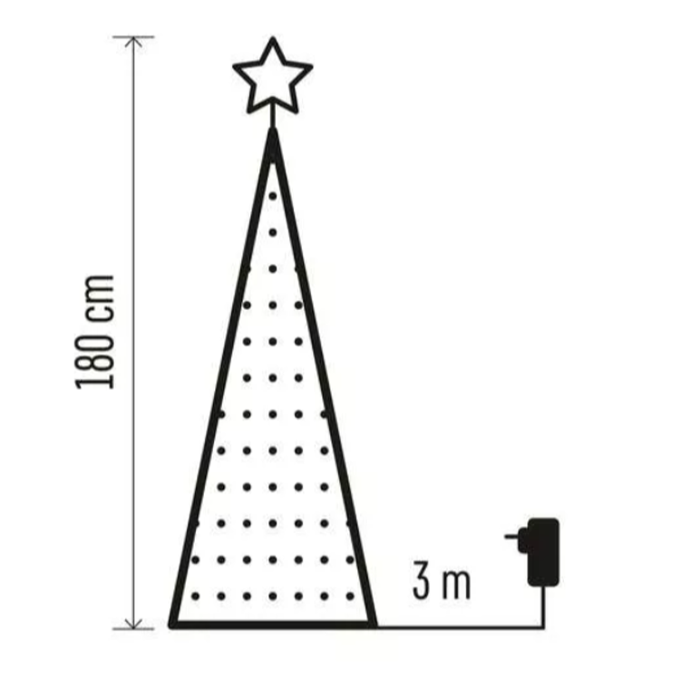 LED božična jelka s svetlobno verigo in zvezdo, 1,8 m, notranja, RGB_8