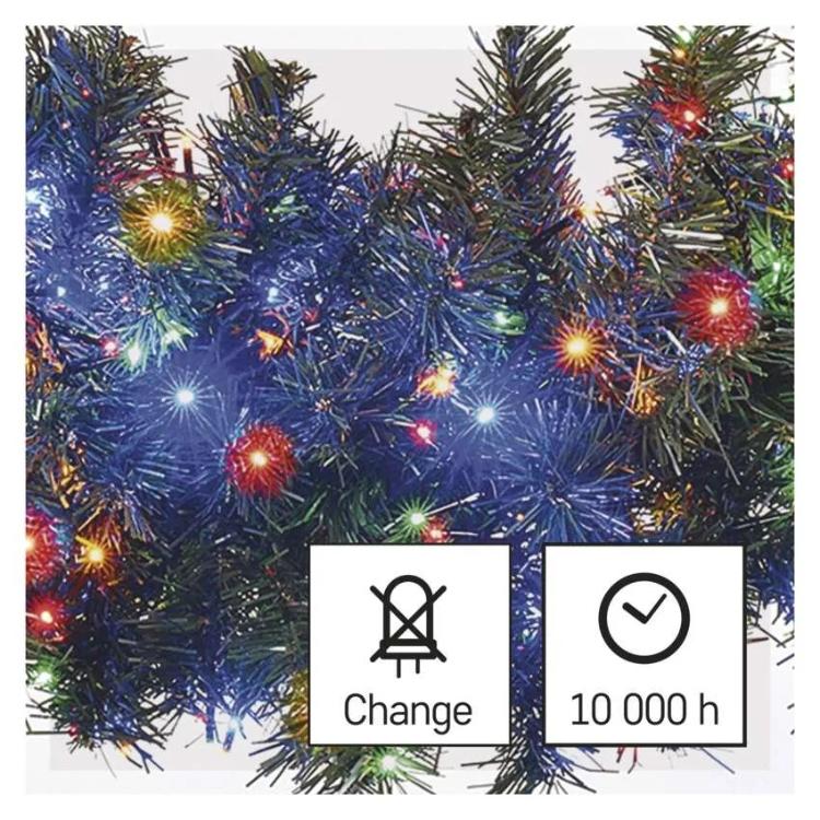 Božična veriga jež Emos, LED, 12 m, zunanja in notranja, večbarvna