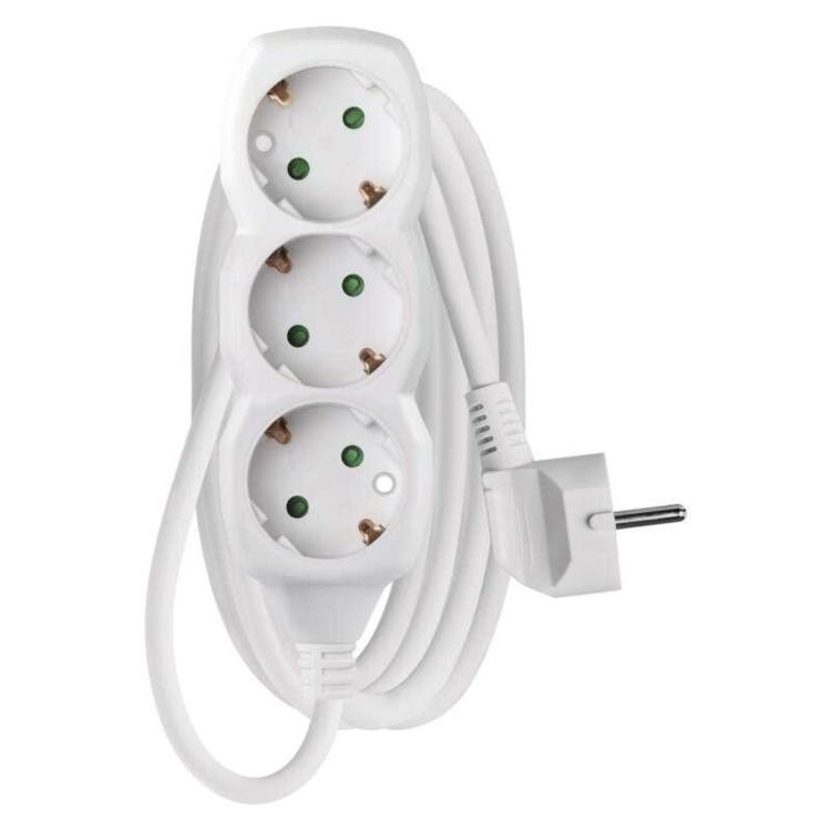 Podaljšek Emos 2 m / 3 vtičnice / beli / PVC / 1 mm2