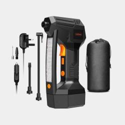 VonHaus prenosni polnilec in zračni kompresor z nastavki in torbico.