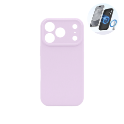 Pastelno vijoličen silikonski ovitek N‑Soft Magnetic za Apple iPhone 17 Pro s podporo MagSafe, mehkim mat zaključkom in vgrajenim magnetnim obročem.
